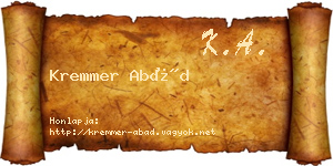 Kremmer Abád névjegykártya